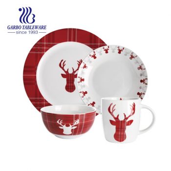 Festival gift design elk decoration porcelain dinner set