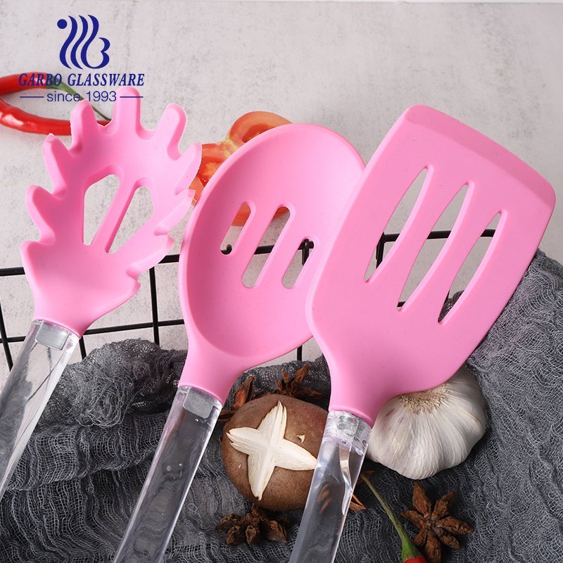 Factory big sales heat resistant stainless steel kitchen utensil set with silicone material cooking tools