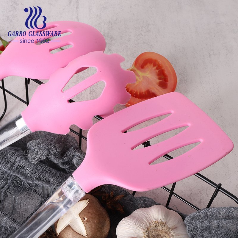 Factory big sales heat resistant stainless steel kitchen utensil set with silicone material cooking tools