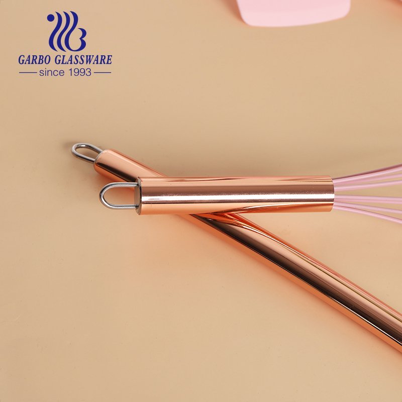 Gold&Rose gold plating 201 heat resistant stainless steel kitchen utensil set with nylon material cooking tools