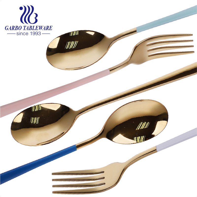 Long-hande 18/10 top quality stainless steel dinner utensils Korean style 12 pieces spoon and fork set