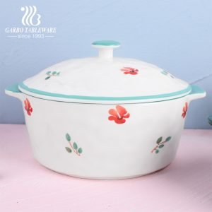 porcelain hand painted casserole kitchenware cooking kitchen cook ware ceramic tableware bowl set with handle