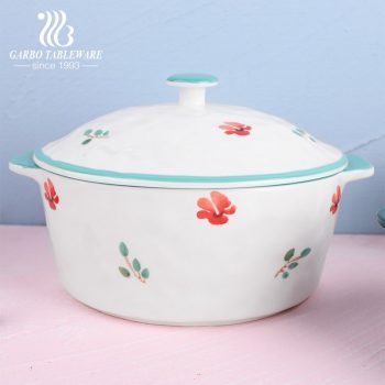 caçarola de porcelana pintada à mão utensílios de cozinha cozinha utensílios de cozinha conjunto de tigela de cerâmica com alça