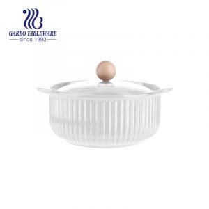 Tigela de caçarola de cerâmica tigela de cozinha de porcelana com tampa de cortiça de vidro design gravado criativo cozinha talheres de jantar talheres