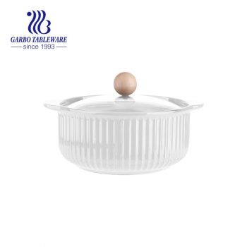 Cuiseur en céramique casserole bol en porcelaine bol de cuisson avec couvercle en liège en verre design créatif gravé cuisine dîner vaisselle vaisselle