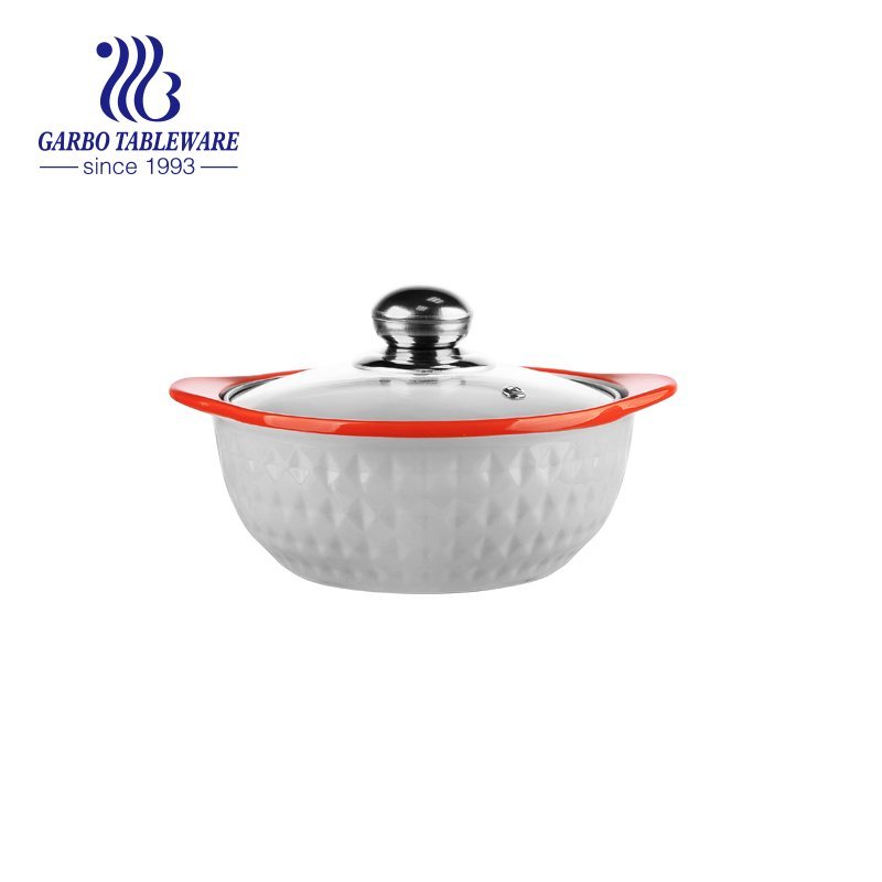 Ceramic dinner casserole bowl porcelain cooking bowl set with lid kitchen storage dinnerware 2100 ml big cookware