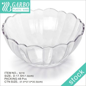 Machine-made small size unbreakable transparent flower edge shape plastic dessert ice cream bowl