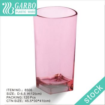 كوب شرب من البولي كربونات البلاستيكي الملون باللون الوردي الأكثر مبيعًا مع قاع مربع
