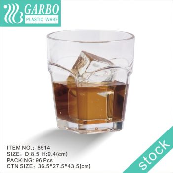 Copo de bebida de policarbonato de uísque durável transparente elegante de 300 ml