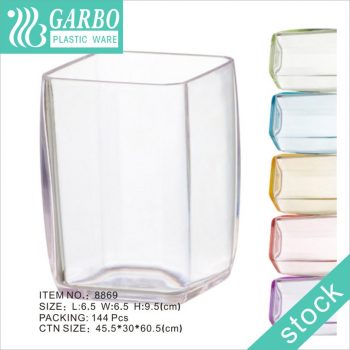 Taza de policarbonato transparente de forma cuadrada de 10.5 oz para uso diario en el hogar