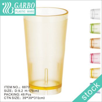 Jus jaune frais empilable en gros de 24 oz buvant une tasse en polycarbonate avec surface antidérapante