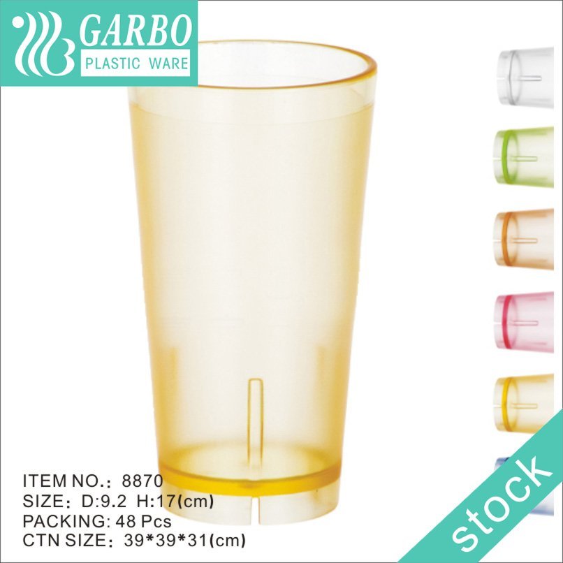 Household grid design tall transparent polycarbonate glass water beer cup 18oz