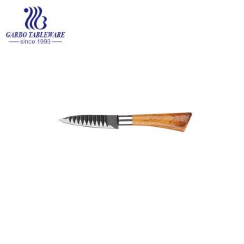 شعار مخصص بالجملة 420 الفولاذ المقاوم للصدأ سكين تقشير المطبخ الكلاسيكي بمقبض خشبي