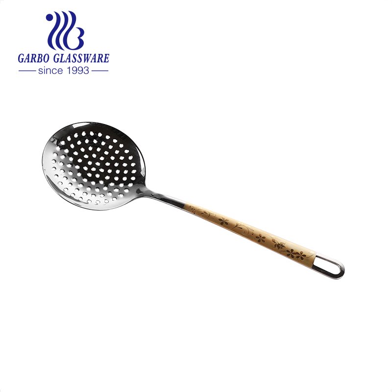 gold plating heat resistant cooking utensils set with golden handle including skimmer, soup ladle, spoon, turner 6pcs kitchen tools