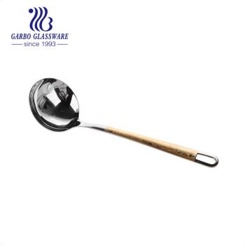 201 Stainless Steel Cooking Ladle Spoon Tools with Long Wooden Handle Heat Resistant Biag Soup Spoon