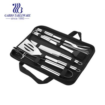 Grillers Grill Set Accesorios para barbacoa - Juego de herramientas para barbacoa 9 piezas Accesorios para parrilla con espátula, tenedor, cepillo y pinzas para barbacoa Herramientas para parrilla de acero inoxidable