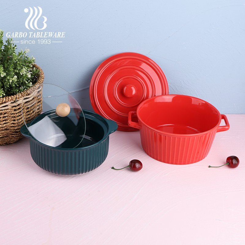 Cazuela de sopa de cerámica pintada a mano con asa, juego de tazones de cocina de porcelana creativa, vajilla, utensilios de cocina, cazuelas de cena