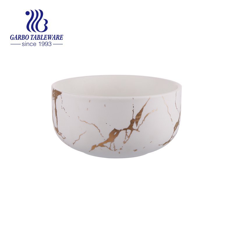 400ml ceramic bowl with golden decal and white color for wholesale