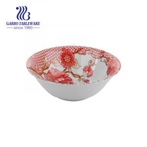 Ceramic bowl with beautiful flower design inside 360ml for eating at home