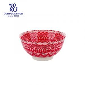 Red bowl with lotus design 350ml for eating rice for wholesale