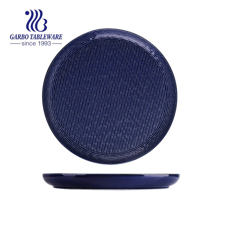 Factory custom European style high quality bule 7inch porcelain deep dish for salad