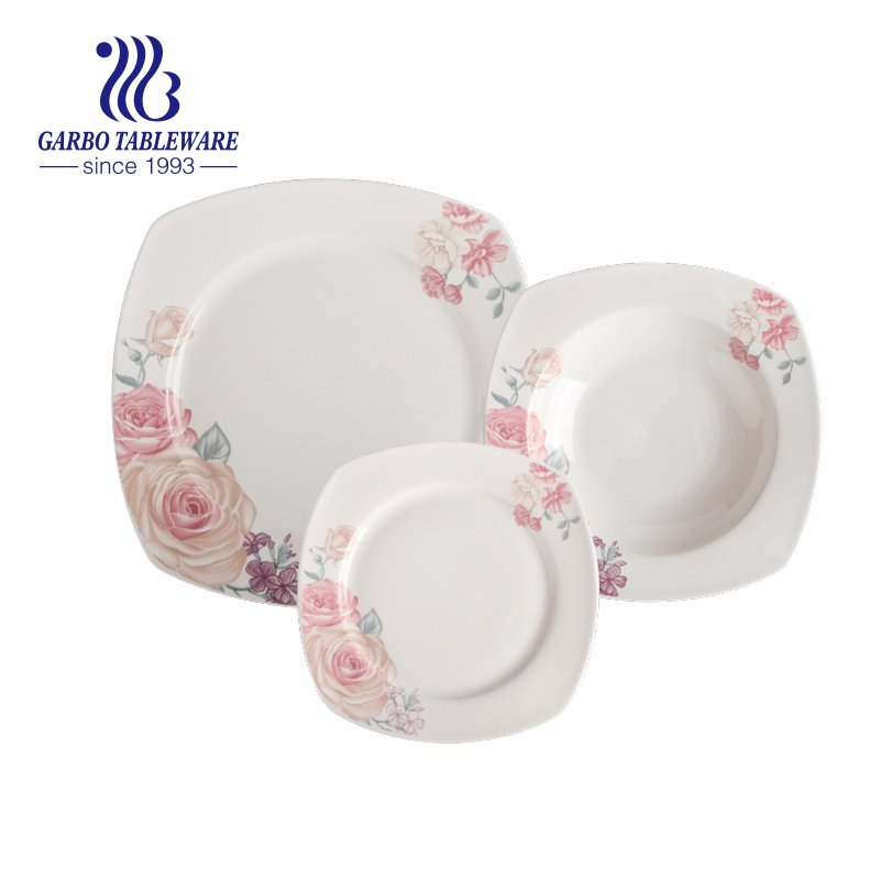 20 peças novo conjunto de jantar de porcelana com design de borda dourada