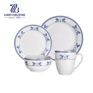 Blue folksy design porcelain dinner set
