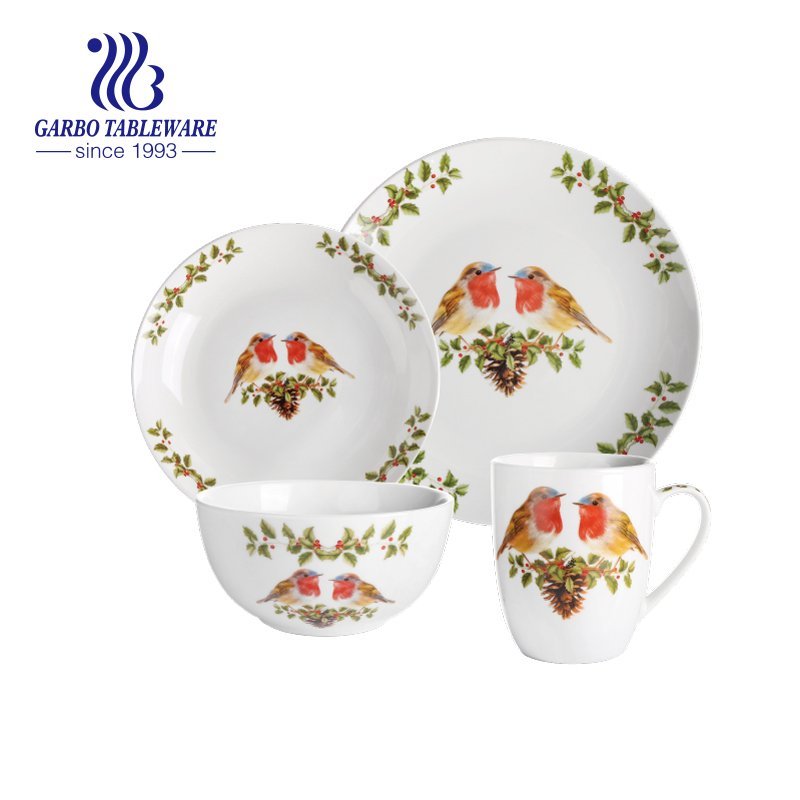 20 peças novo conjunto de jantar de porcelana com design de borda dourada