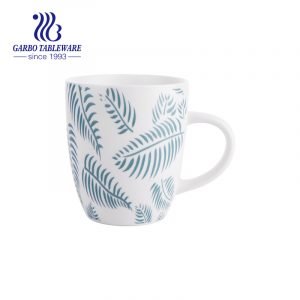 Strengthen porcelain leaf shape print color ceramic water mug European design china table drinking mugs for gift shop