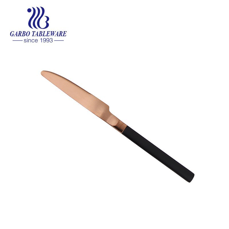 Export Safe Package Different Color Table Knife Golden Head Dinner Knife with White Handle