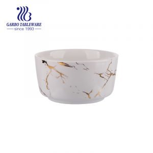 400ml ceramic bowl with golden decal and white color for wholesale