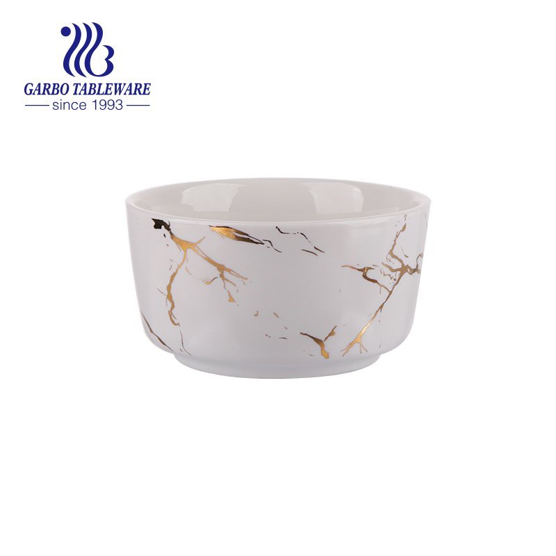 Golden rim series of 350ml pocerlain bowl with lotus shape for wholesale