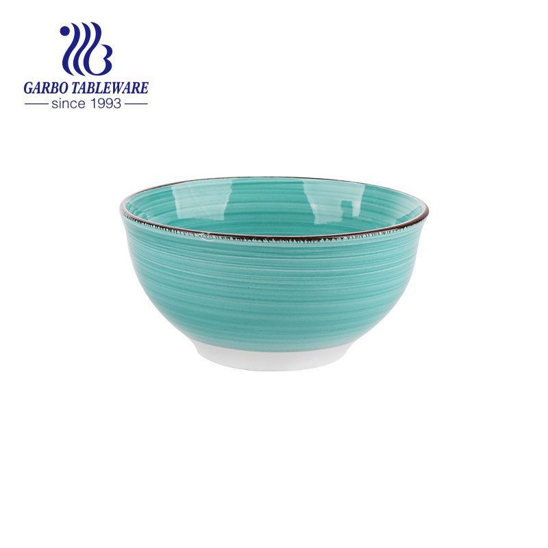 Green bowl stoneware 520ml with color glazed for family usage