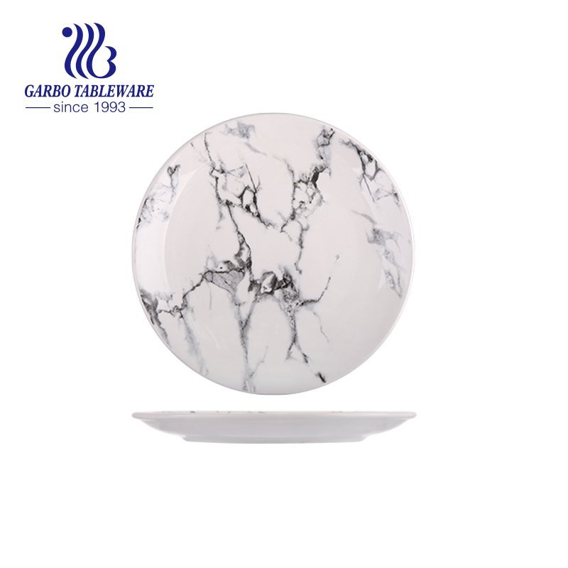 Wholesale custom marble design 10inch fine porcelain charger plate for dining
