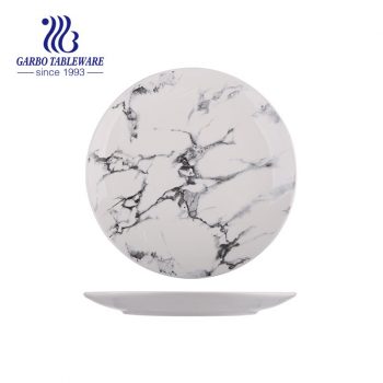 Placa de carga de porcelana fina de 10 pulgadas con diseño de mármol personalizado al por mayor para cenar