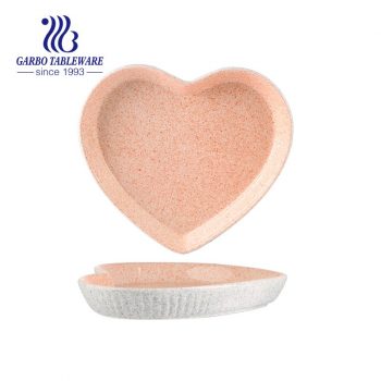 Unique lovely deep heart shape porcelain dessert plate for couples gift
