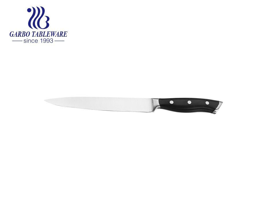 China Wholesale Strip Design Spraying Pending Black Kitchen Slicer Knife