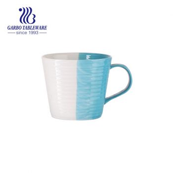 Double side color ceramic water mug coffee shop drinking mugs set porcelain drinks cup home decoration 380ml tumbler