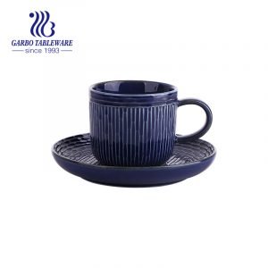 Strengthen ceramic mug set with saucer coffee drinking mugs with service plate blue porcelain china cup sets