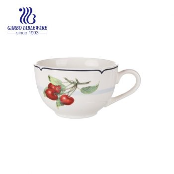 Cherry lifelike print full decal ceramic mug porcelain coffe mugs set custom saucer classic cup office and home party