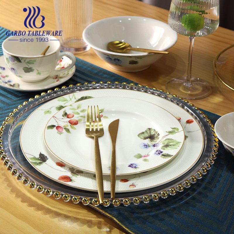 Impressão de decalque completo colorido 16 peças conjunto de jantar de cerâmica tigela de arroz e prato caneca de café de porcelana com pires