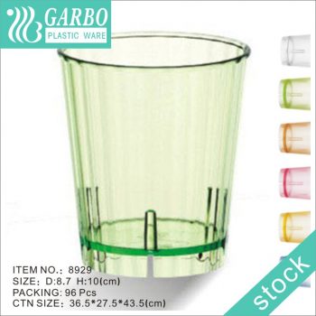 Vaso de vidrio de policarbonato para beber agua de colores de 370 ml para uso doméstico