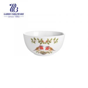 Ceramic bowl 640ml with bird decal design for wholesale