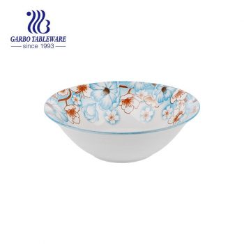 6.89” 600ml ceramic bowl with inside underglazed flower decal for sale