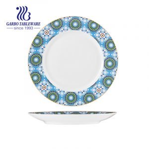 Promotion large plate with custom Bohemia design 10inch porcelain flat dish for dinning
