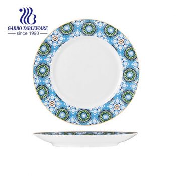 Plato grande de promoción con diseño bohemio personalizado, plato plano de porcelana de 10 pulgadas para cenar