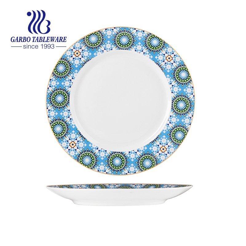 Wholesale beautiful Bohemia style design 10.5inch porcelain charger plate