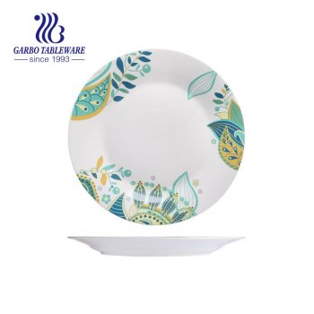 Placa plana de porcelana de 10.5 pulgadas con decoración de flores de diseño OEM único al por mayor para cenar