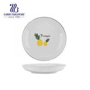 Promotion unique OEM stoneware plate Pineapple design 8inch ceramic dessert dish