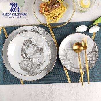 OEM Personalized  Custom decal logo porcelain dinnerware tableware set of 12pcs side plate dinner plates